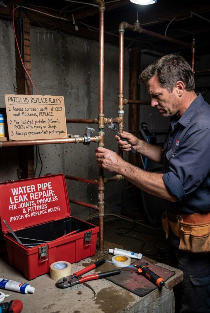 Water Pipe Leak Repair: Fix Joints, Pinholes & Fittings (Patch vs Replace Rules) download (17)